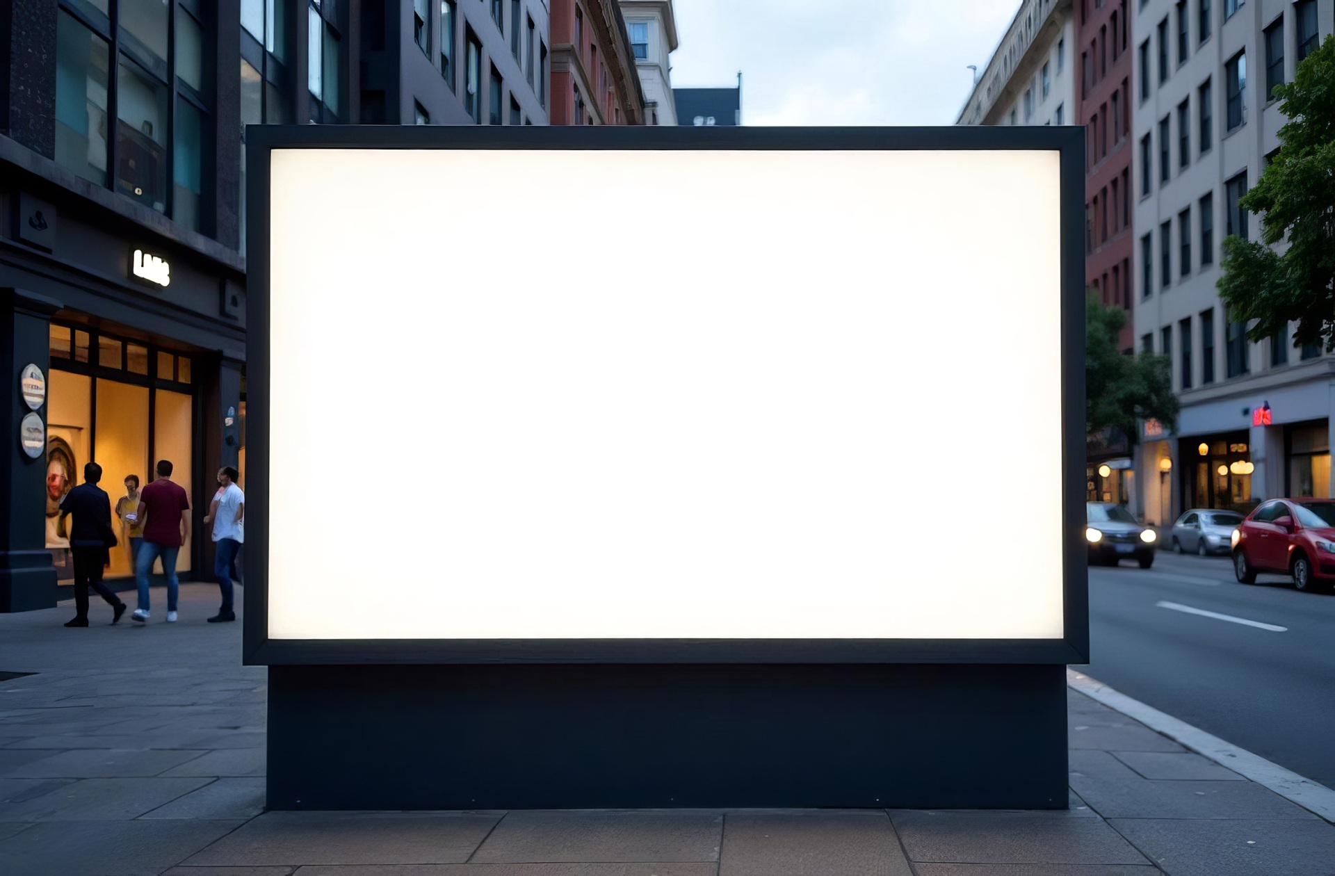 Roll Up Banner - Stadtlicht-Werbung bei Dämmerung
