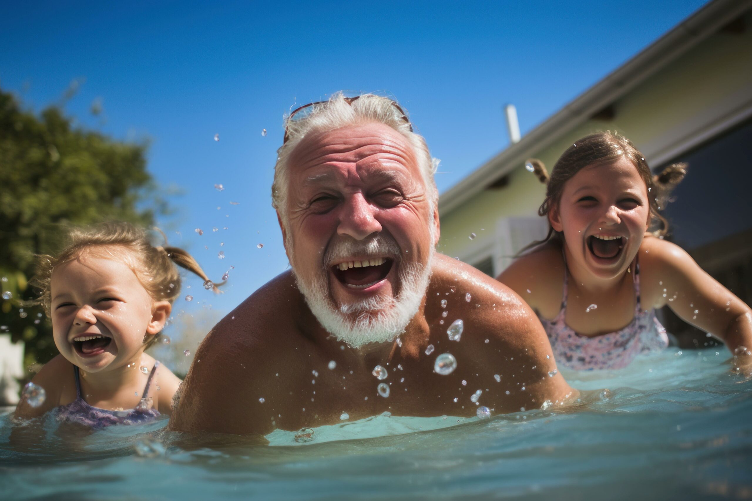 Familie genießt warmes Wasser – Pool Solarheizung sorgt für Komfort und gemeinsame Zeit